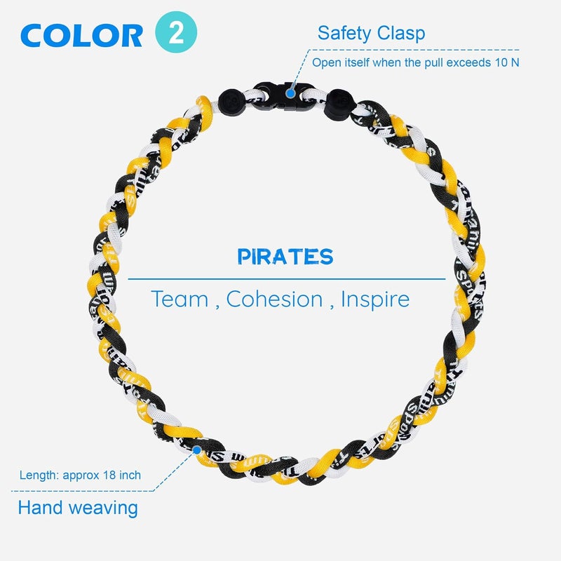 SUPBOMM 3 pcs Baseball Rope Necklaces, League Team Colors Braided Necklace, Baseball Team Gifts - Image 3